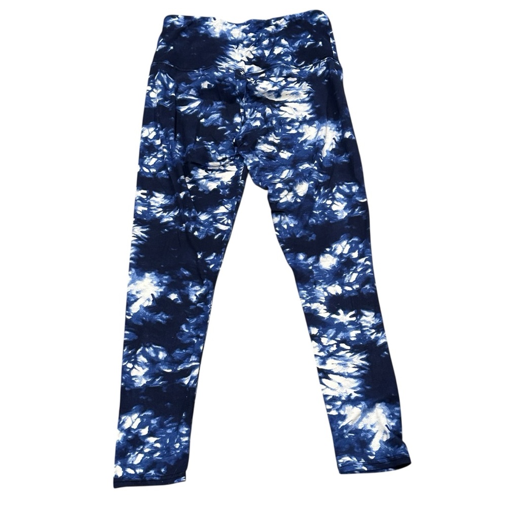 Shosho Navy and White Tie Dye Athletic Yoga Leggings Large - Picture 3 of 4